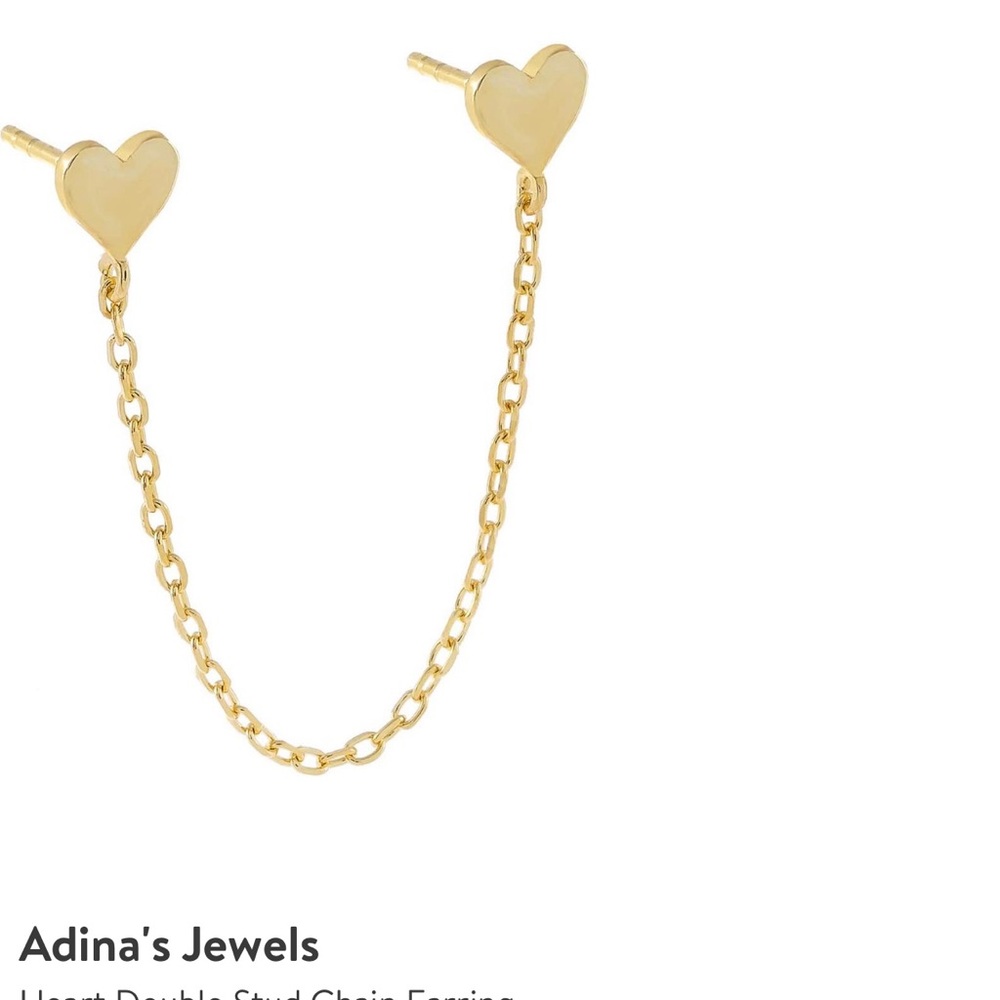 NIB Adina’s  Jewels Heart Double stud chain earring